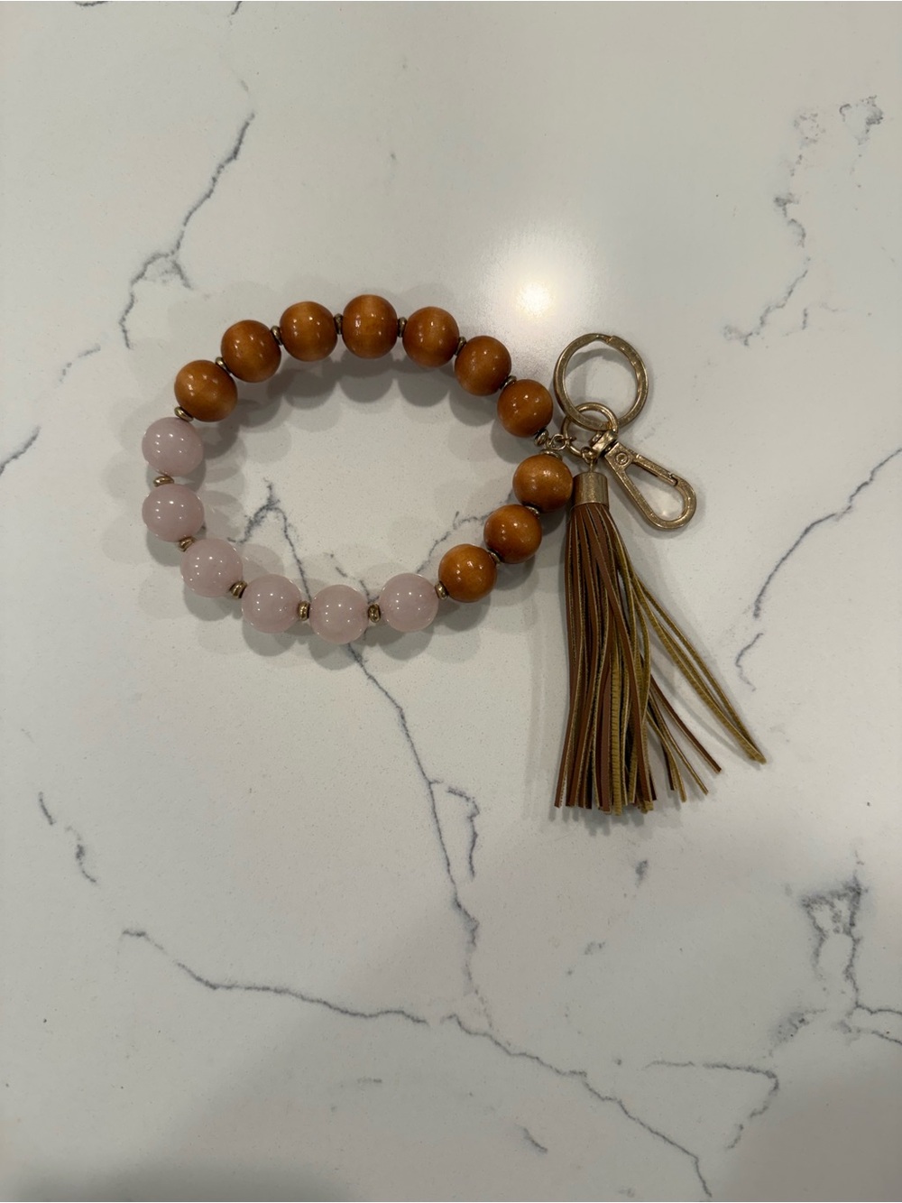 Beaded wristlet keychain